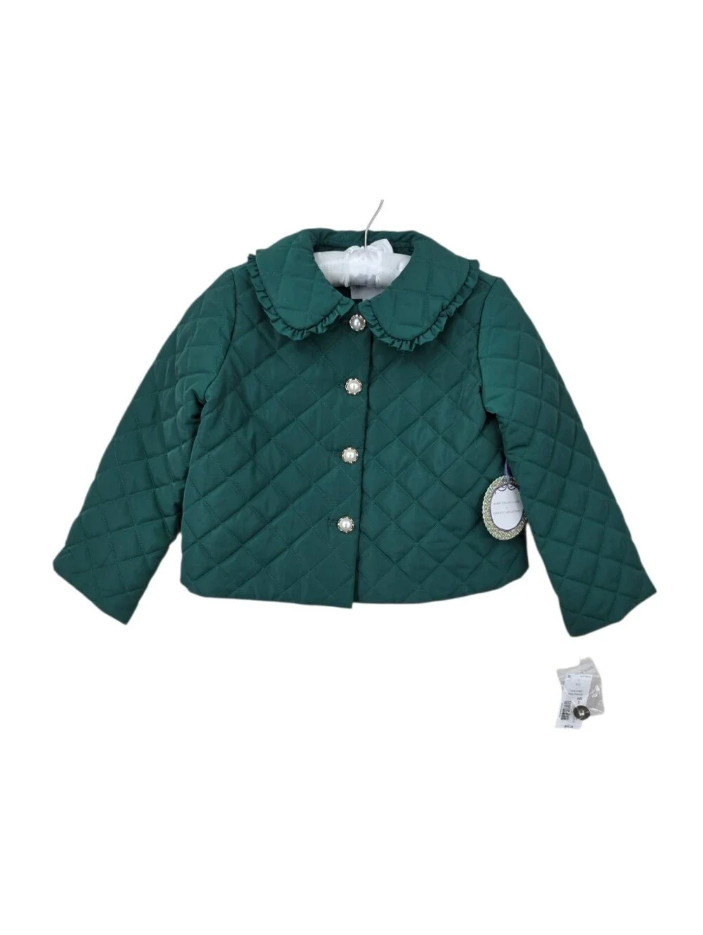 Edgehill Collection × Darby Green Quilted Puffer Jacket with Ruffle Collar NWT